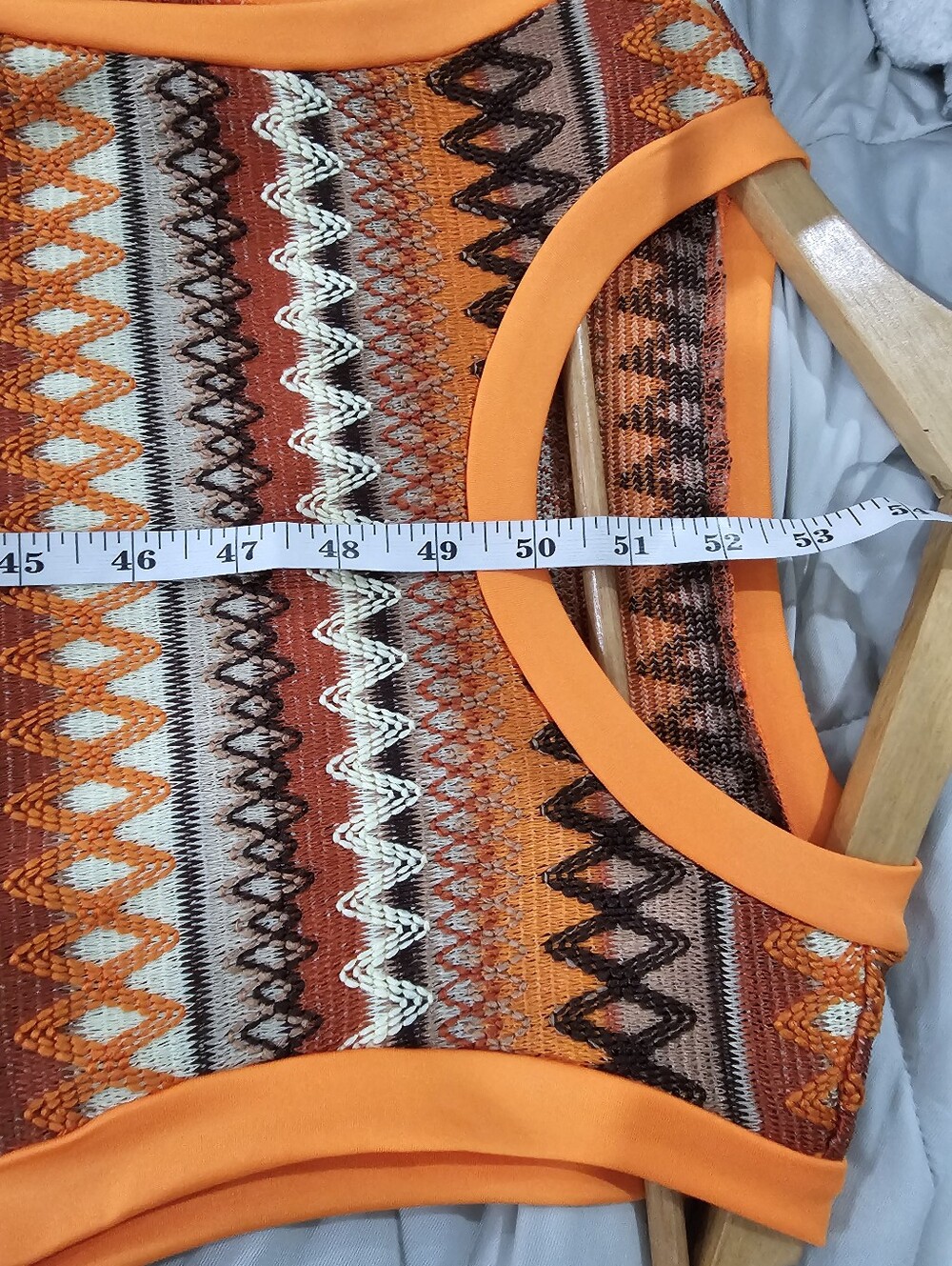 Geo Print Split Thigh Tank Maxi Dress Orange Brown Knit Size Large Pullover - Picture 9 of 11